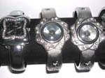 Assorted silver wrist bangle watch with square and flower clock face embedded butterfly pattern on bangle