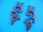 Double spiral designed organic wood earrings