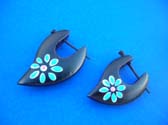 Cute V shaped earlet earrings made from natural wood with painted flower