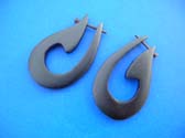Bali bali natural wooden tribal art hoop earrings
