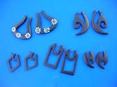 An assortment of balinese natural wood fashion earrings with post