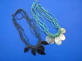 Bali multi string bead necklace with large seashells