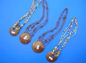 Spring bali fashion multi colored bead necklace with wooden circle pendant
