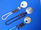 Stylish seashell pendant on mini and wooden bead necklace