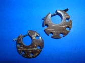 Fine bali hoop earrings with cut out decor on edge, made from coconut wood