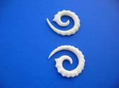 Modern spiral earrings with seashell theme edging, bali organic bone