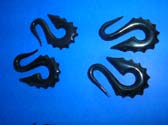 Unique S shaped buffalo horn earrings with crafted edging