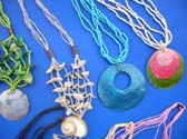 Summer style bali indonesian seashell and bead necklaces in an assortment of designs and colors
