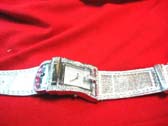 Womens thick strap designer inspired watch with squared frame clock face