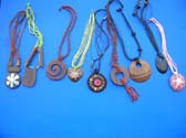 Stylish Balinese indonesian fashion wood and bead necklaces in an assortment of designs and colors