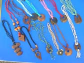 Stylish Balinese indonesian fashion wood and bead necklaces in an assortment of designs and colors
