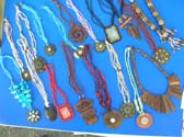 Stylish Balinese indonesian fashion wood and bead necklaces in an assortment of designs and colors