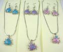 Fashion animal jewelry set, silver plated necklace holding lady bug pendant, same design fish hook earring, assorted color randomly pick. Spring ring clasp