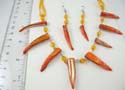 Fashion seashell jewelry set. Shark teeth seashell pendant beaded necklace with lobster clasp paired with same design fish hook earring 