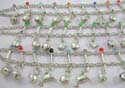 Fashion charm bracelet with cz synthetic stone, jiggle bells and assorted design patterns decor (dolphin, flower, or butterfly), randomly pick