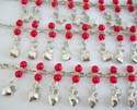 Fashion charm bracelet with multi rounded imitation coral beads and butterfly / apply / heart decor dangling, randomly pick