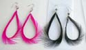 Fashion feather earring in pearl-shaped design, assorted color with fish hook backing, assortment pack