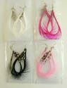 Fish hook fashion earring in cut-out pearl shape with one color feather design, randomly pick by warehouse staffs