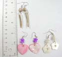 Fashion fish hook earring with genuine dyed seashell in assorted color and design, assortment pack