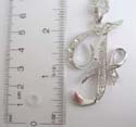 Hip Hop alphabet letter fashion necklace holding a pendant "F" with multi mini clear cz stone embedded. Lobster clasp