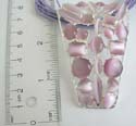 Necklace fashion with multi purple strings holding a pendant with assorted shapes purple cat eye beads embedded. Lobster claw clasp