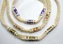Fashion hemp necklace with 3 fimo wood beads inlaid at center design. Lobster claw clasp