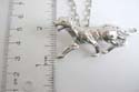 Fashion necklace silver plated holding a solid leopard pendant at center with lobster claw clasp