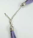Fashion necklace with multi light / dark color strings holding assorted cat eye beads paired with cz synthetic stone embedded. Lobster clasp. Assorted color randomly pick