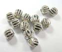 Silver plated bead in carved-in line patter decor, circular shape design