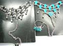 Fashion slave bracelet with pearl-shaped black or imitation turquoise beads embedded and multi silvery wrist-watch88er-drop pattern decor