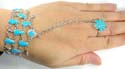 Fashion slave bracelet with pearl-shaped black or imitation turquoise beads embedded and multi silvery wrist-watch88er-drop pattern decor