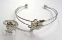 Fashion slave plated bangle bracelet-ring in double bands design with butterfly pattern decor at center