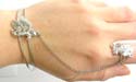 Fashion slave plated bangle bracelet-ring in double bands design with butterfly pattern decor at center