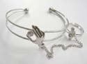Jewelry fashion slave bangle bracelet-ring in carved-out double band design with a baseball glove holding a clear cz stone decor at center 