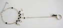 Fashion slave bangle-ring with black rounded rhinestones embedded and multi silvery moon decor dangling 