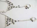 Fashion slave bracelet with multi diamond shape black rhinestones embedded and multi silvery star or bag decor