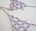 Fashion slave bracelet with multi diamond shape light purple rhinestones embedded and multi silvery moon or star decor dangling