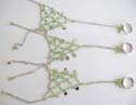 Fashion slave bracelet-ring with diamond shape light green rhinestones embedded and silvery star, leaf or heart decor